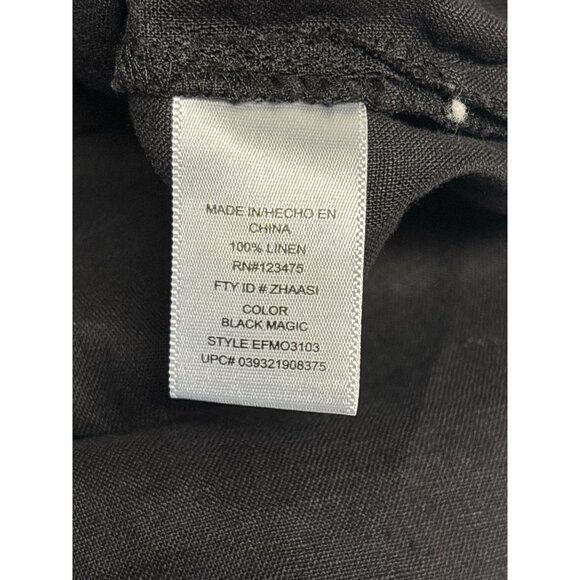 Ellen Tracy Black Magic 100% Linen Blouse Small Zip Front 3/4 Sleeve Womens Top - Picture 4 of 7